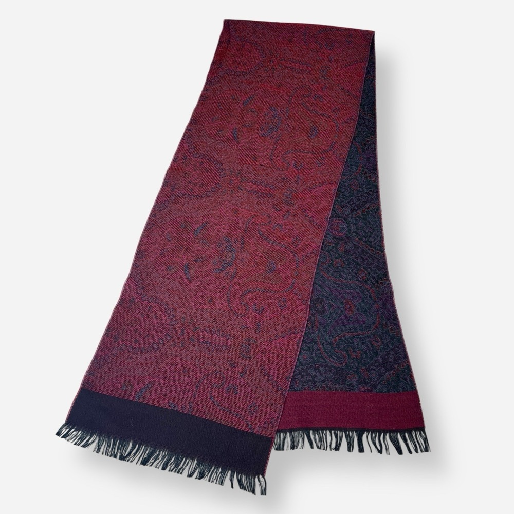 CHRISTIAN DIOR CASHLUXE 100% Acrylic Women's Scarf 60" Paisley Red Black Blue